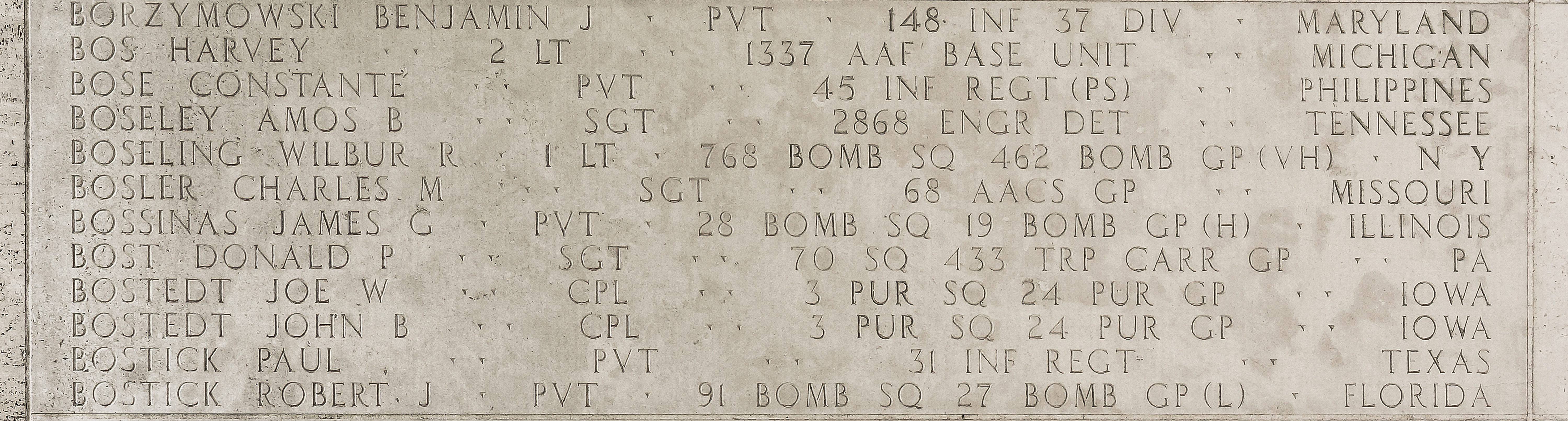 Wilbur R. Boseling, First Lieutenant